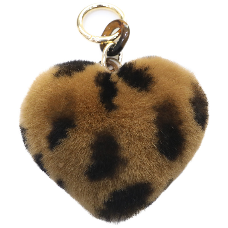 獭兔毛毛b球钥匙扣心形包包挂饰高档爱心汽车钥匙挂件毛绒个性礼