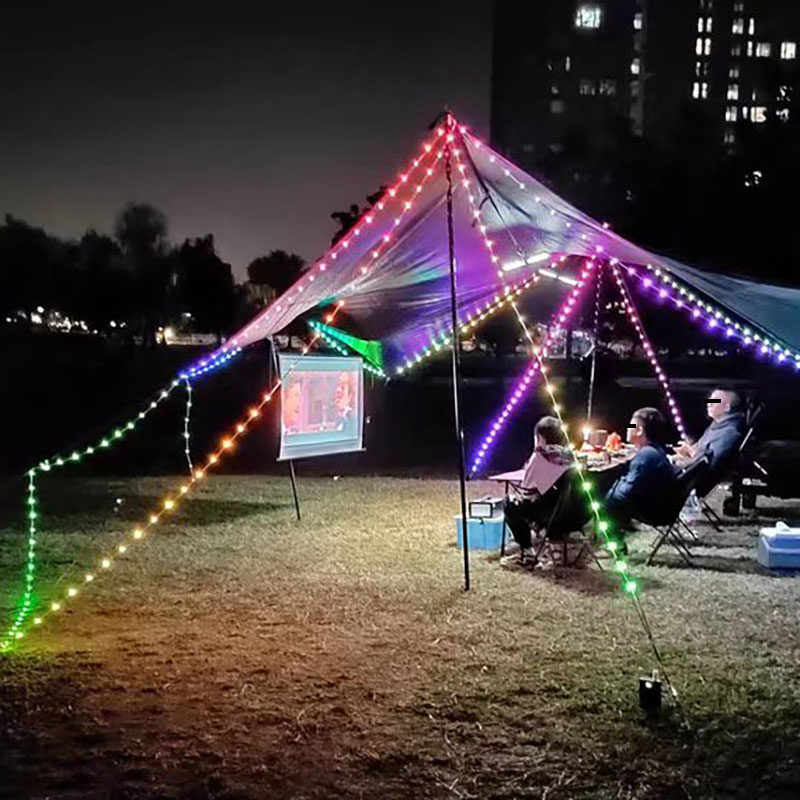 遥控皮线灯加密h灯珠彩灯声控节奏感应灯串流水跑马幻彩耶诞树灯