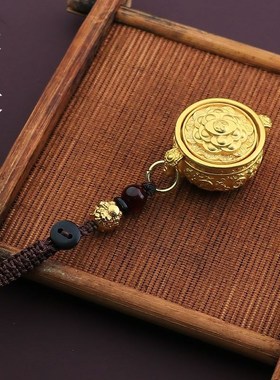 纯黄铜聚宝盆钥匙扣招q财聚财十二生肖挂件可转动男女吊坠挂饰摆