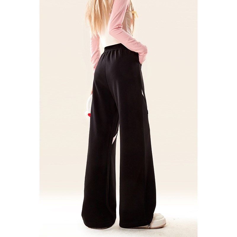 自然涩美式复古撞色工装s裤女秋冬季新款直筒休闲宽松阔腿百搭裤