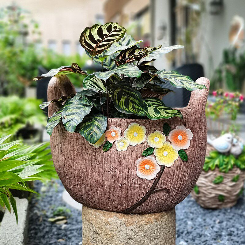 小院装饰动物造型大o号花盆阳台落地摆件花园绿植花器户外庭院造