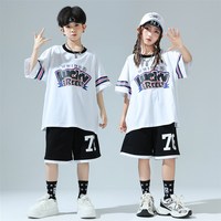 六一少兒街舞套裝男女童嘻哈表演短袖T恤寬I松潮酷hiphop架子鼓服