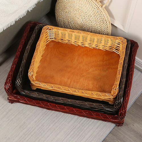 藤编狗窝保暖e垫可拆洗科技布冬天宠物床泰迪大中小型犬四季通用