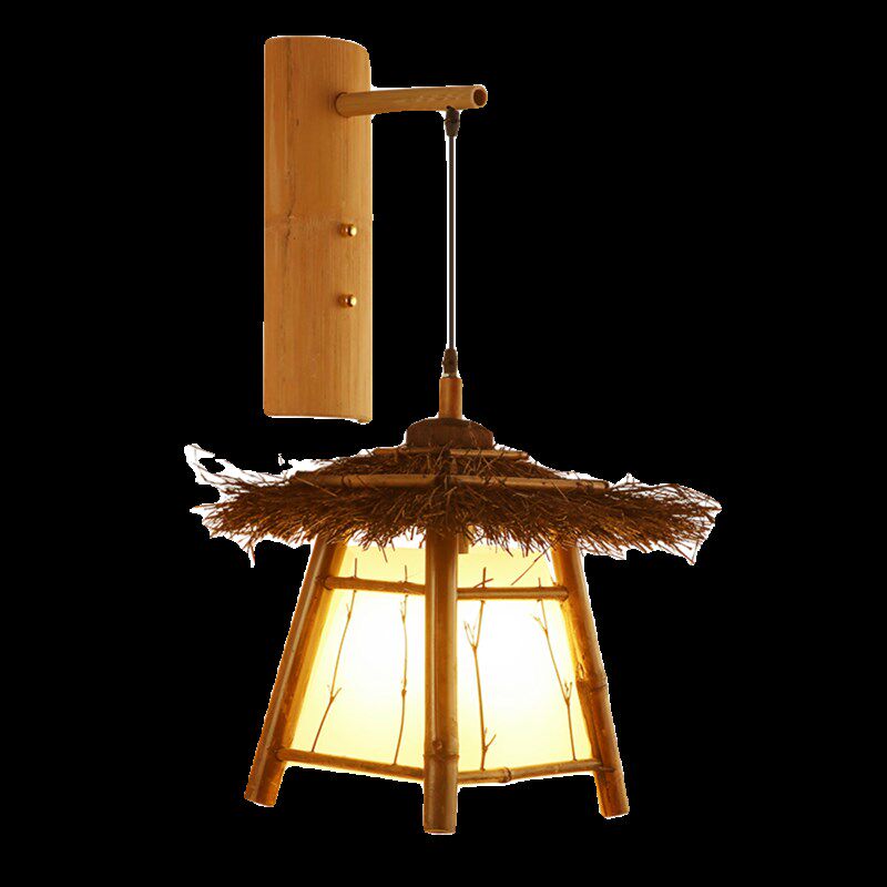 竹编壁灯新中式餐厅墙壁挂灯x楼梯阳台过道走廊床头复古竹艺装饰