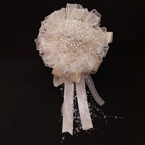 珍珠手捧花新娘出嫁结婚重工高级婚纱权杖diyR材料包领证拍照礼物