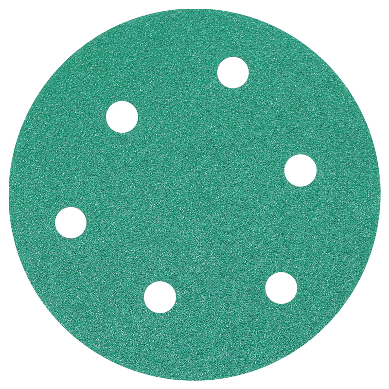 5寸6孔 6寸17孔干磨绿砂纸植绒圆盘砂纸汽车腻子打磨W抛光自粘砂