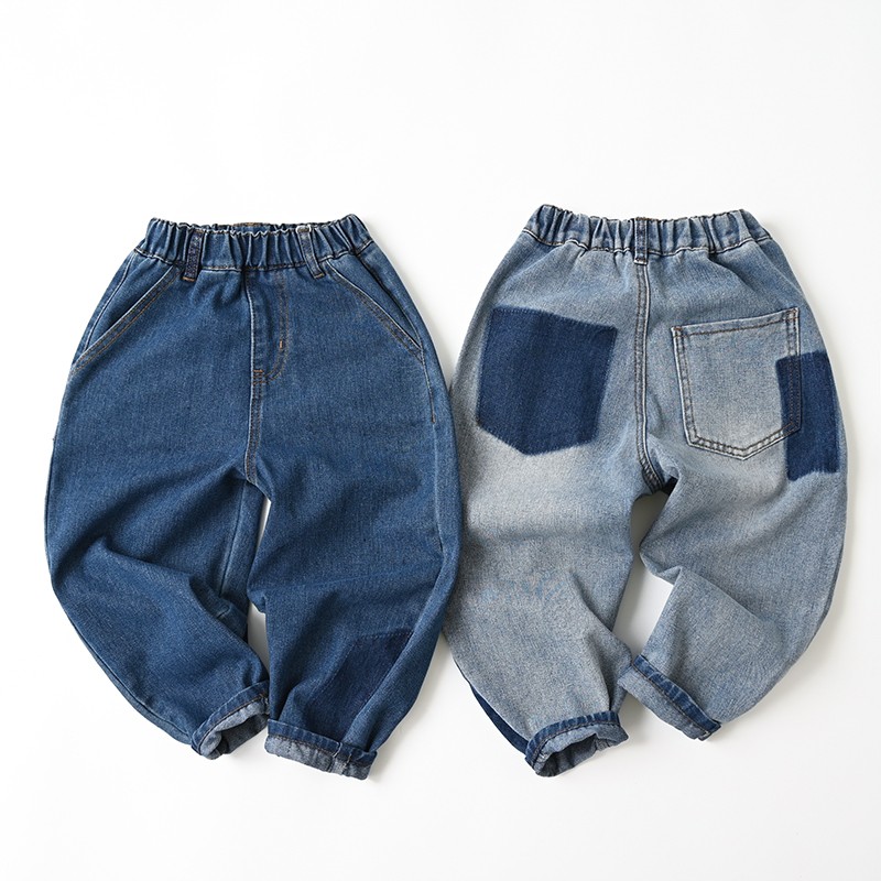 水洗软牛仔 儿童牛仔裤 男童女童老爹裤收口长T裤 春秋款童装