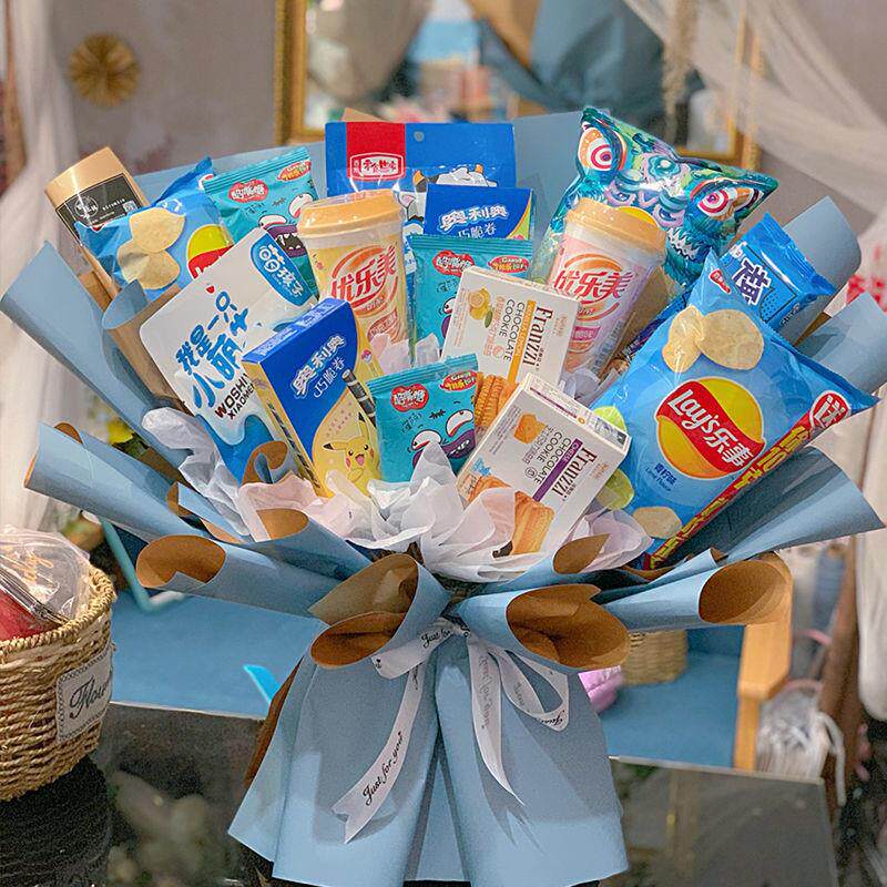 零食花束包花纸花束制作材料全套自己母亲儿童节520七夕送女朋友