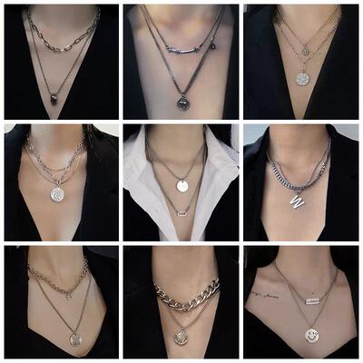 著墨多层项链简约冷淡毛衣项饰国