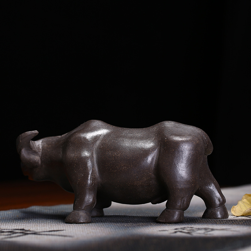 宜兴紫砂牛气h冲天茶宠茶玩可养摆件茶具茶道茶台紫砂水牛茶宠摆