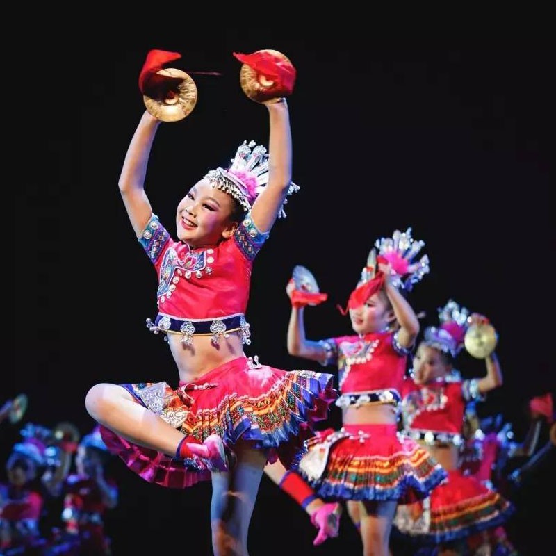 少数民族服装儿童苗族彝族小荷风采国庆舞蹈表演铛拍X起拍铛演出