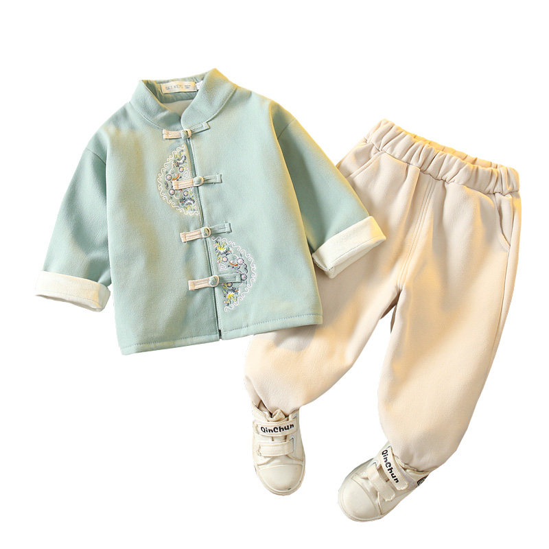 汉服男童加绒套装中国风儿童唐装加厚宝宝L周岁礼服元旦演出拜年