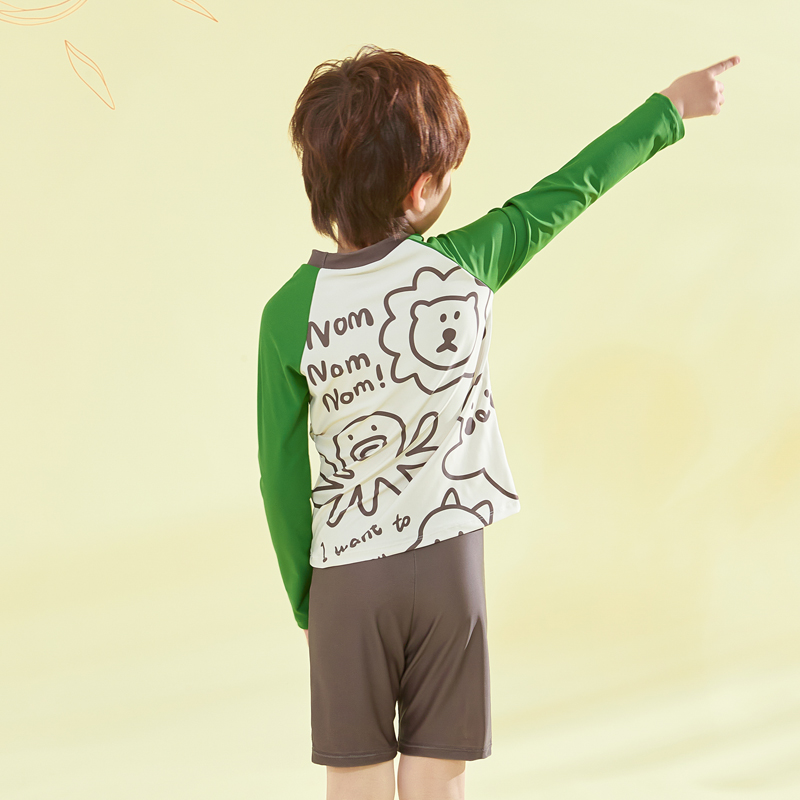 爱多尔2023夏季新款男孩分体泳衣男童青少年防晒T游泳衣中大童男