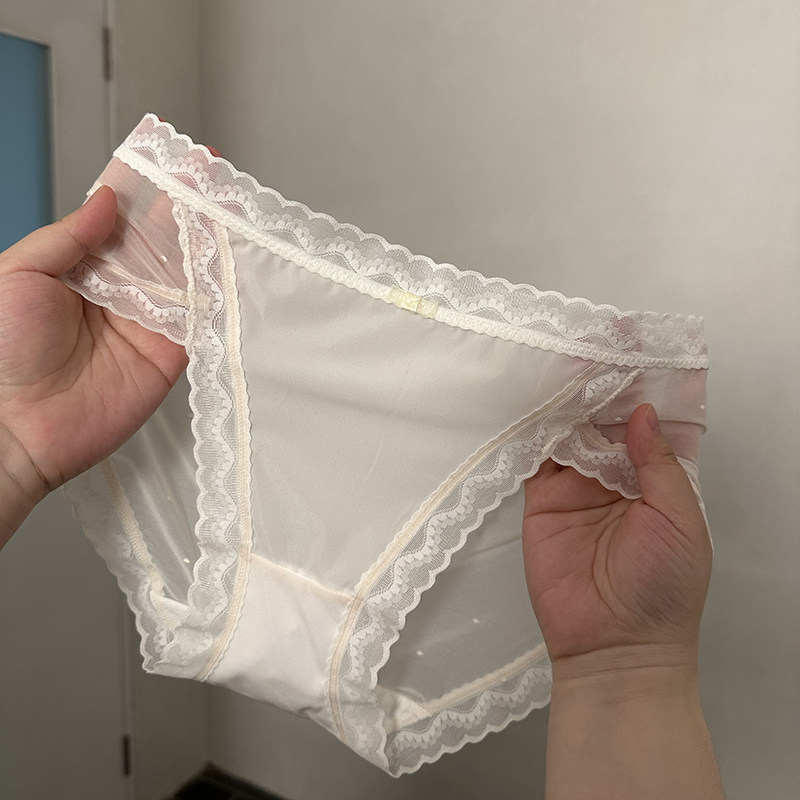 一缕月光纯欲高开叉m少女内裤网纱透气丝滑舒适棉裆中低腰三角裤