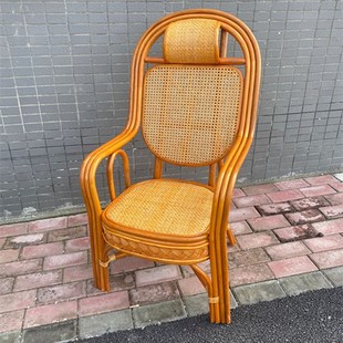 真藤椅天然藤编织阳台单人滕w椅休闲家用客厅老人高靠背椅子办公