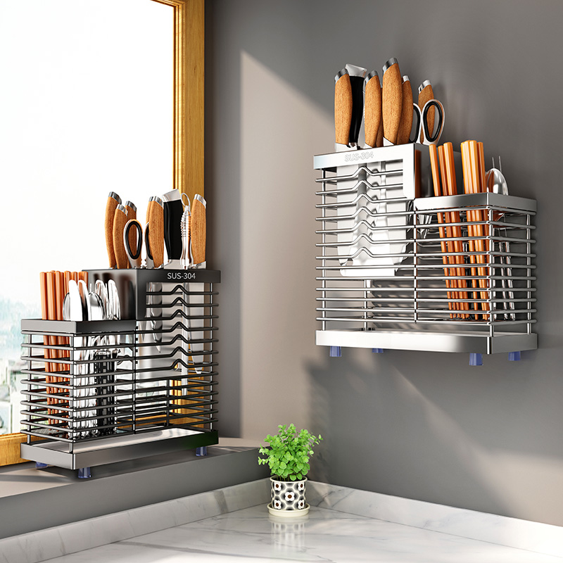 筷笼刀架一体304不锈钢厨房多功能放筷J子笼筷篓筷子筒筷架置物架