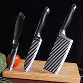 超快锋利切片不粘刀波纹刀家用不锈钢厨师专用免磨切X肉切片黑刃