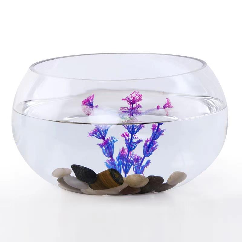 加厚透明玻璃小鱼缸乌龟s缸客厅家用桌面圆形办公室迷你小型金鱼