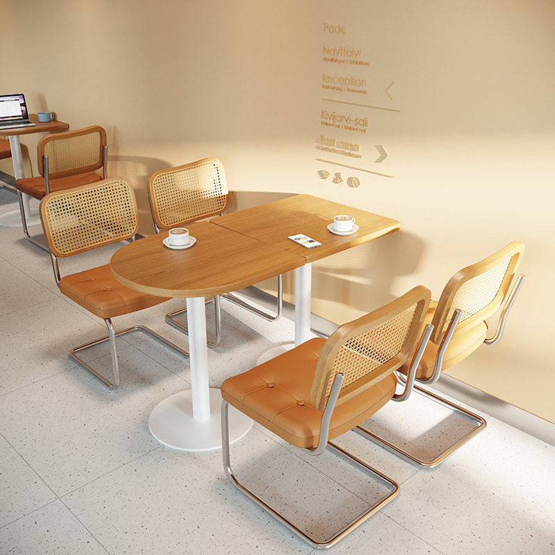 北欧网红奶茶甜品店咖啡厅实木餐商用餐椅