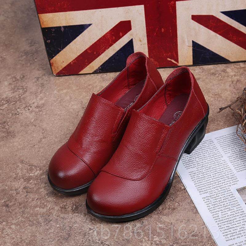 高档春深秋新款中跟真皮女鞋口单女舒适粗跟鞋妈鞋妈休闲头层牛皮,女鞋,深口单鞋,淘宝优惠券,粉丝福利购,淘宝优惠卷