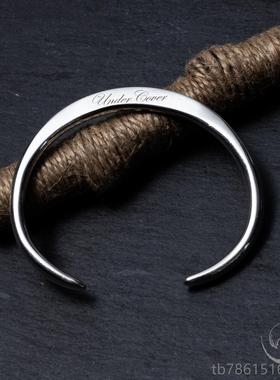 高档UNDERCOVER 银手镯图腾 高桥盾纹身锯齿腕饰 侣GIZ情纯银手饰