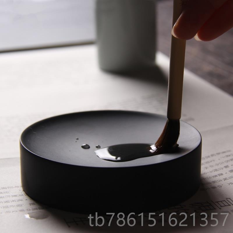 高档4寸5研寸带盖天然石头安徽歙砚宣砚素心墨海小台学生便携毛磨