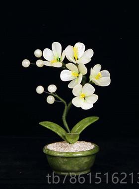 高档天然玉石兰花客厅家居盆饰品艺玄关工品创意中国中风新式景摆