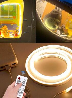 cob超窄5mm自粘usb插头汽车三角窗灯带条5V柔性霓虹遥控调光灯条