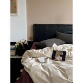 100s高支磨毛混搭白玉拼车厘子色四件套全棉1.5m1.8床上用品床单