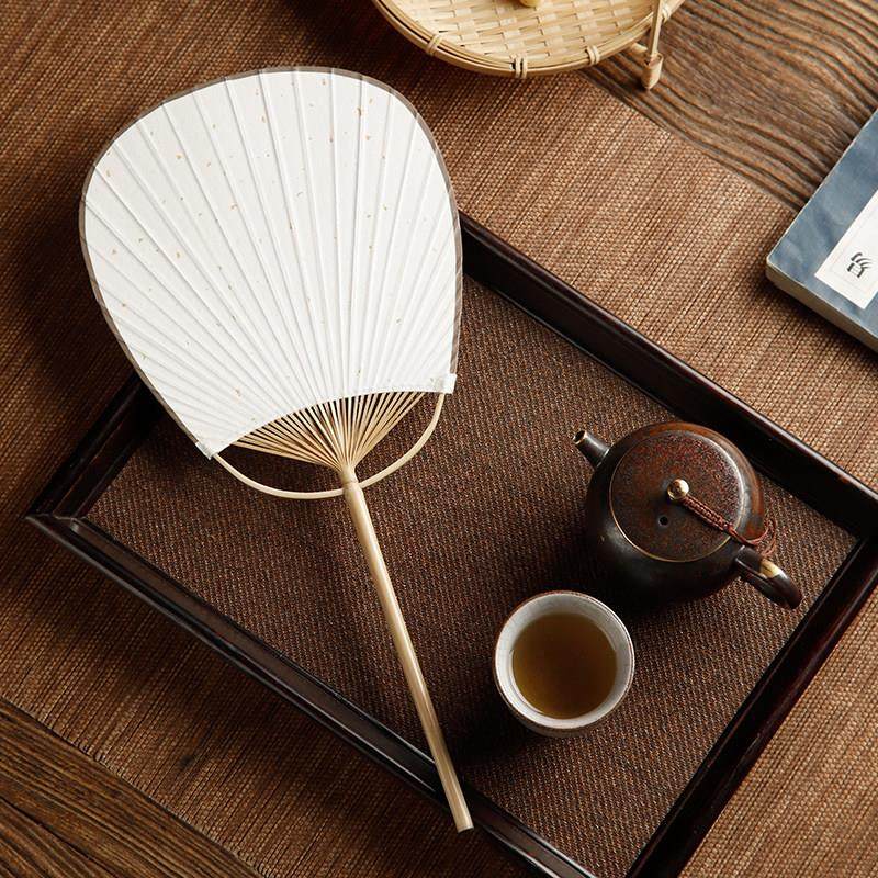 长柄加厚宣纸团扇空白绘画书法宫扇日式中式手绘古风圆形扇子扇面