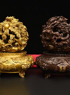 铜九转干 干坤鼎摆件纯铜时来运转九龙戏珠鼎扭转干 干坤青龙鼎招