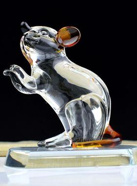 生肖鼠摆件水晶十二生肖招财能量吉祥物办公室客厅玄关装饰小礼品