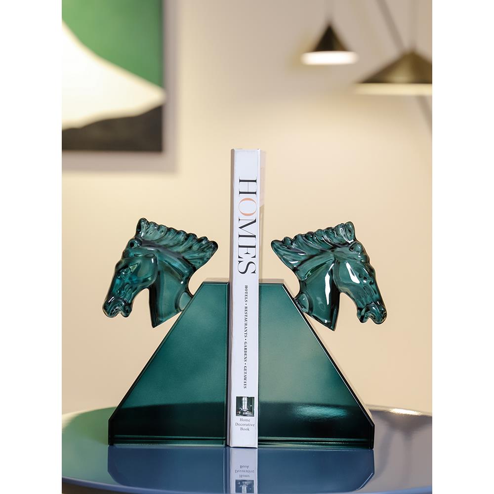 轻奢K9水晶书挡书靠书立样板房创意摆件客厅家居装饰书房摆件