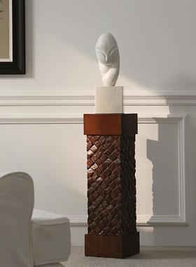 形上实木墩子花架底座雕塑艺术品摆件民宿酒店落地玄关装饰台柱子