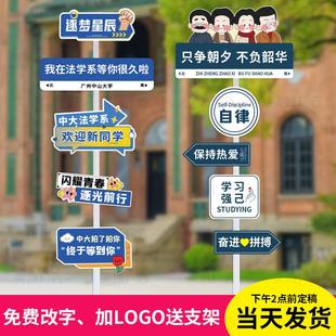 开学迎新报道牌拍照道具我在等你场景布置指引路牌氛围大学院KT板