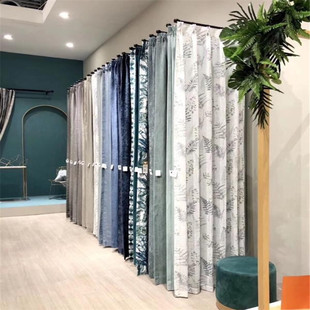 窗帘店吊卡布片大小样品展架罗马杆展架时尚展厅摇摆杆窗帘展示架