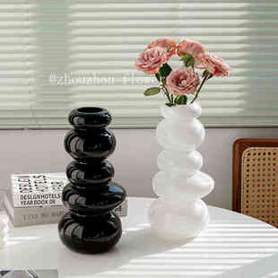 法式中古高级感花瓶玻璃水养鲜花插花摆件客厅餐桌茶几电视柜玄关