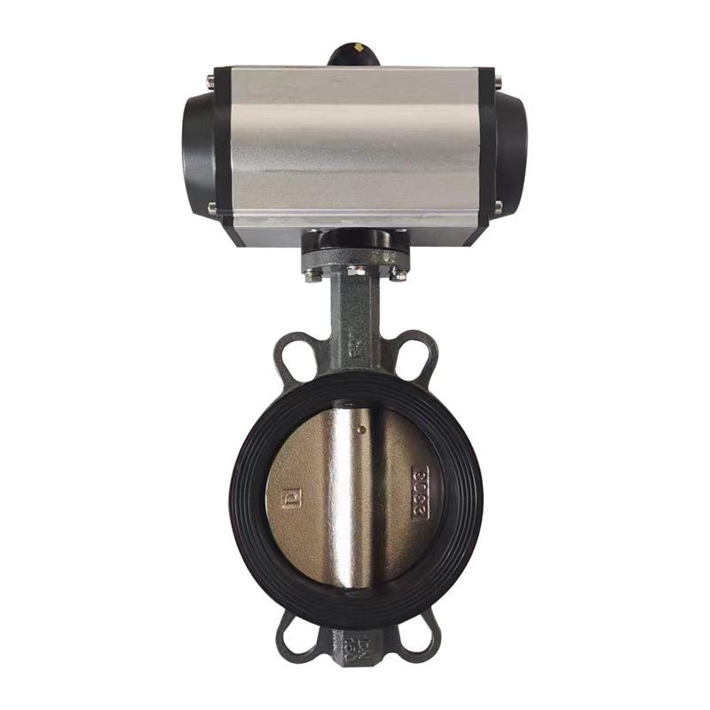 气动对夹蝶阀软密封钢体衬胶蝶阀双作用蝶阀河北厂家D671J-16C