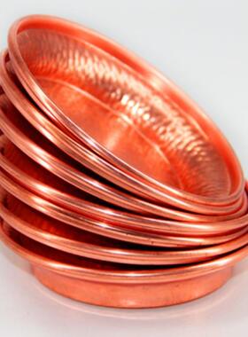 尼泊尔手工供盘红铜紫铜佛堂桌面摆件供朵玛加厚香盘碟子