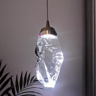 新款铝材水晶床头小吊灯卧室极简客厅背景墙玄关单个双头长线灯