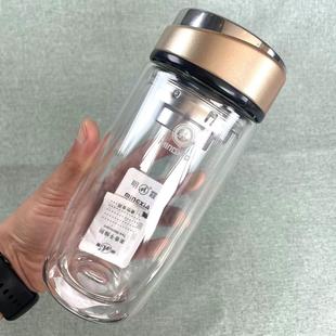 明霞双层鹅蛋大肚杯定订制做logo标志企业广告茶水杯印字礼品
