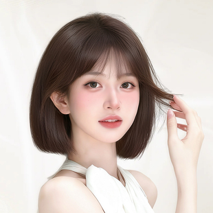 短发假发女自然全头套式新款仿真人发日常减龄整顶波波头假发头套