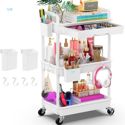 3/4 Tier Rolling Utility Cart Organizer with Removable