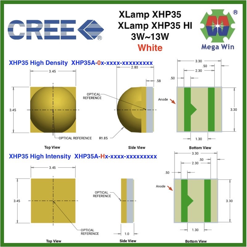 XHP35A-00-0000-0D0BE240E 8W 10W 13W 大功率LED