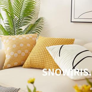 客厅靠垫沙发ins风抱枕肌理麻布枕套床上靠枕办公室车载腰枕腰靠