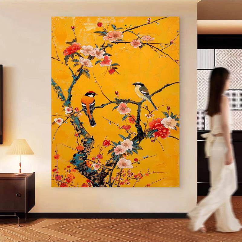 艺作物开运新居挂画礼物《宫廷花鸟》纯手绘油画背景墙客厅装饰画