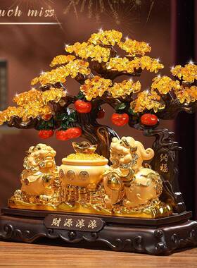 触摸小姐带来财富和宝藏碧秀聚宝盆金钱树装饰品客厅办公室装饰乔
