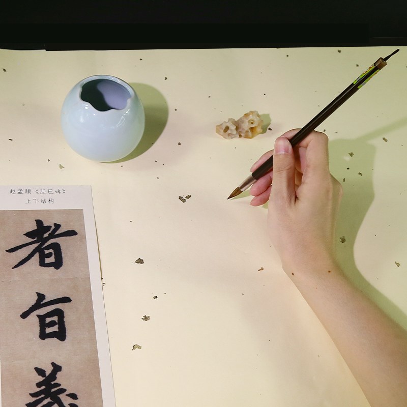 赋比兴宣纸 国家非遗 四尺仿古洒金作品纸檀皮宣纸 书法专用半生