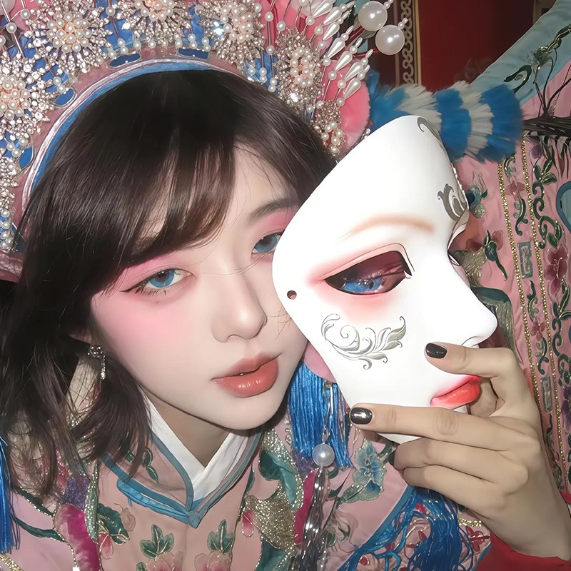 国潮戏剧变装作物变装魂白面具虞美人京剧戏剧川剧国风脸谱古风