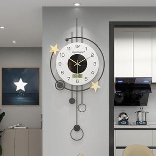 简约风带日历温度钟表挂钟客厅高级感2025新款大气挂墙时钟创意表